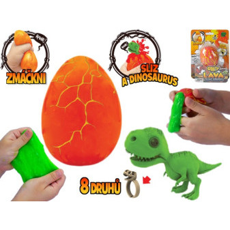 Crazy Dino vejce 8cm se slizem, dinosaurem a prstýnkem 8druhů 2barvy na kartě